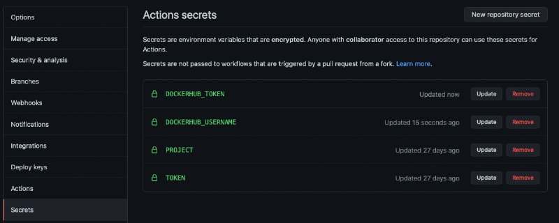 github secrets